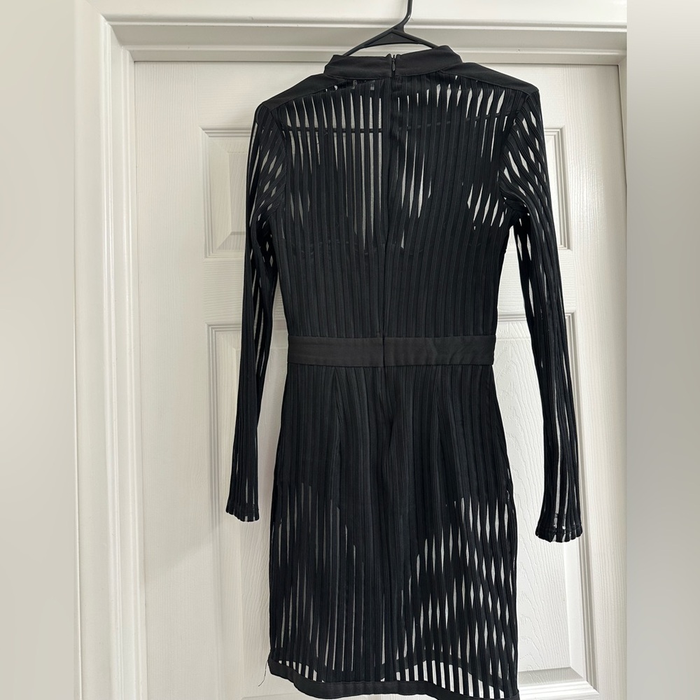Missguided Black Ribbed Long Sleeve Sheath Dress
